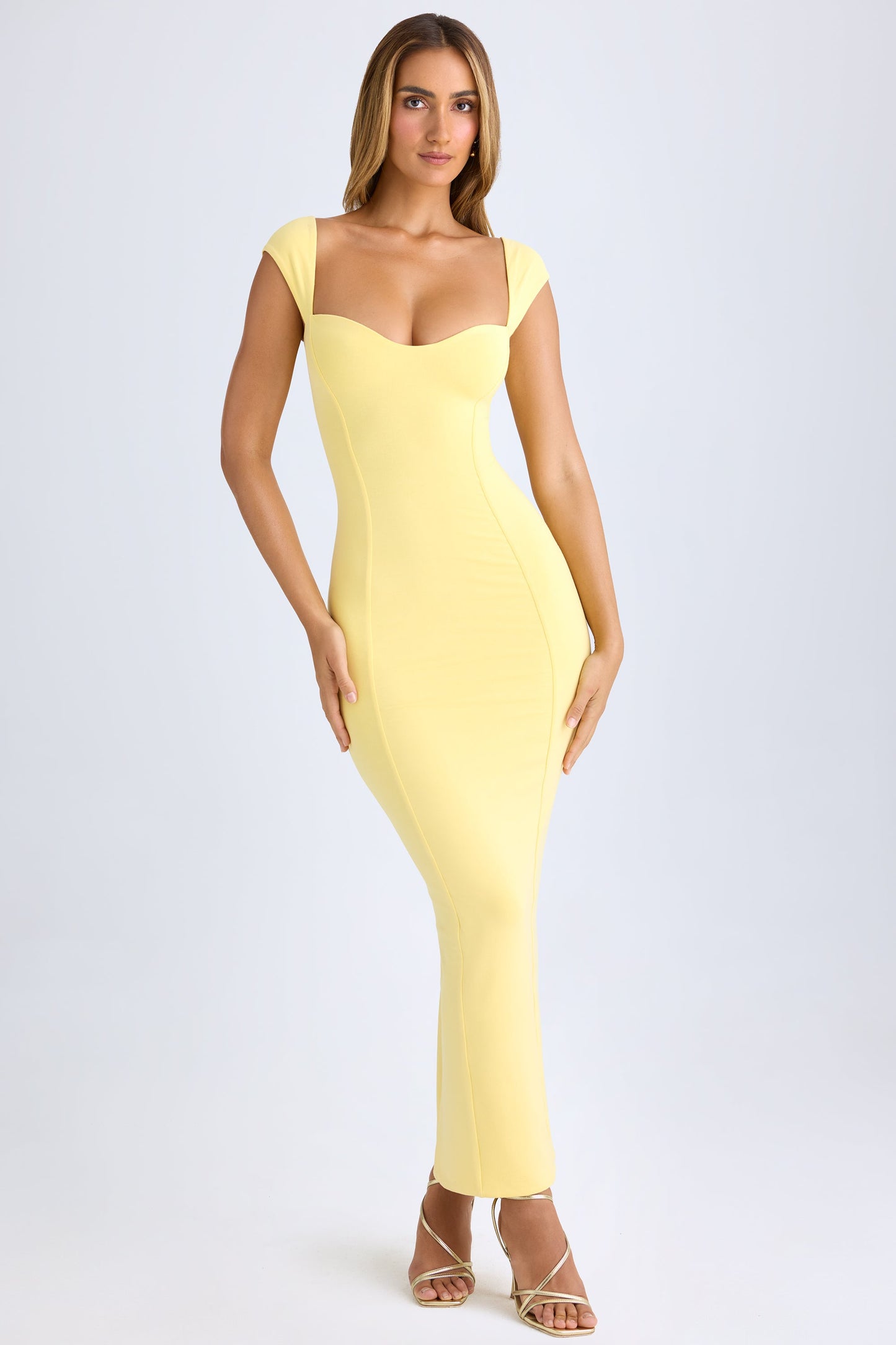 Sweetheart Neckline Maxi Dress in Lemon Sherbet