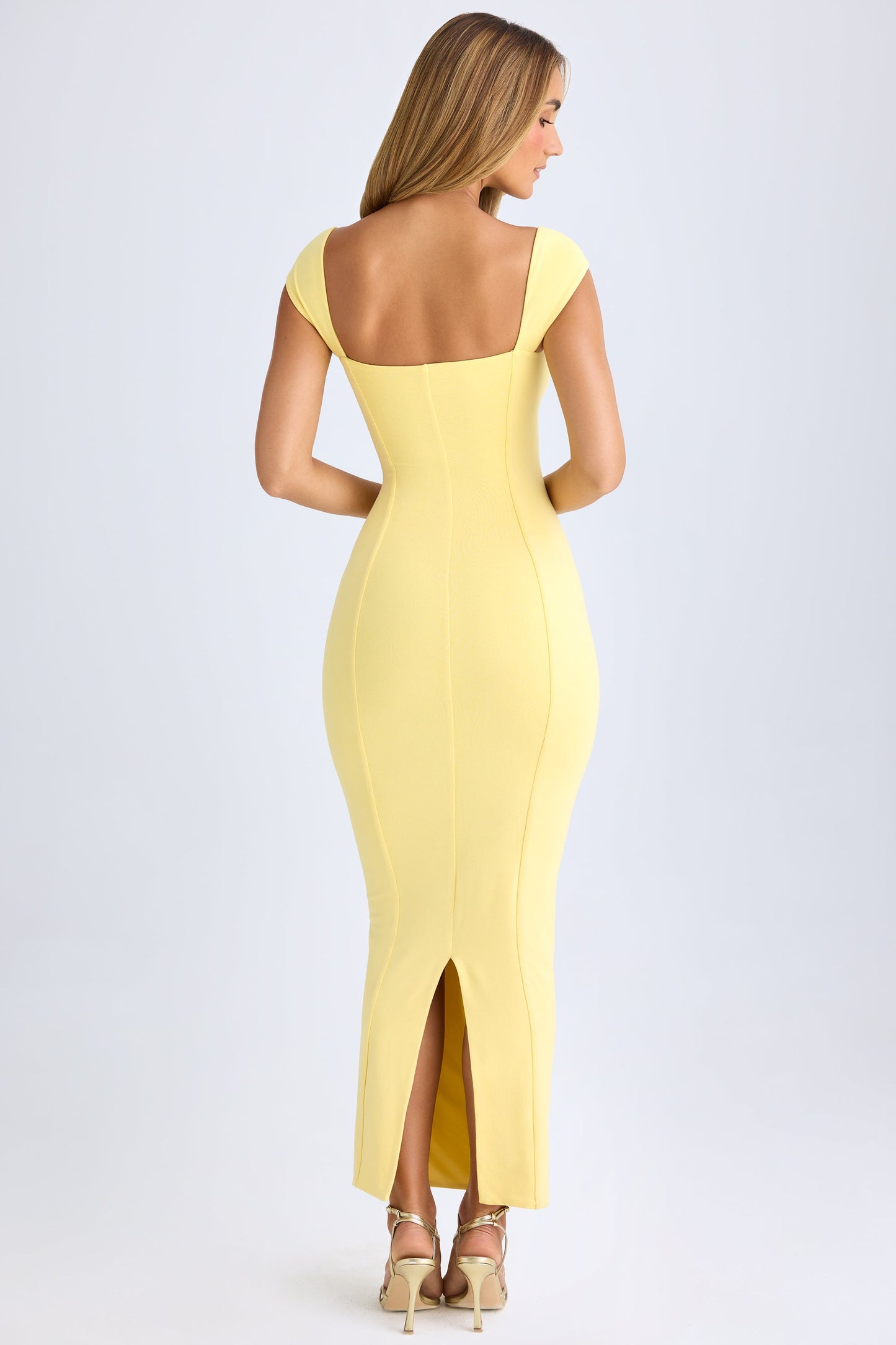Sweetheart Neckline Maxi Dress in Lemon Sherbet