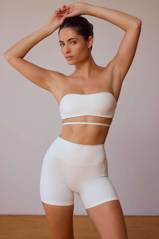High-Waist Mini Shorts in Soft White