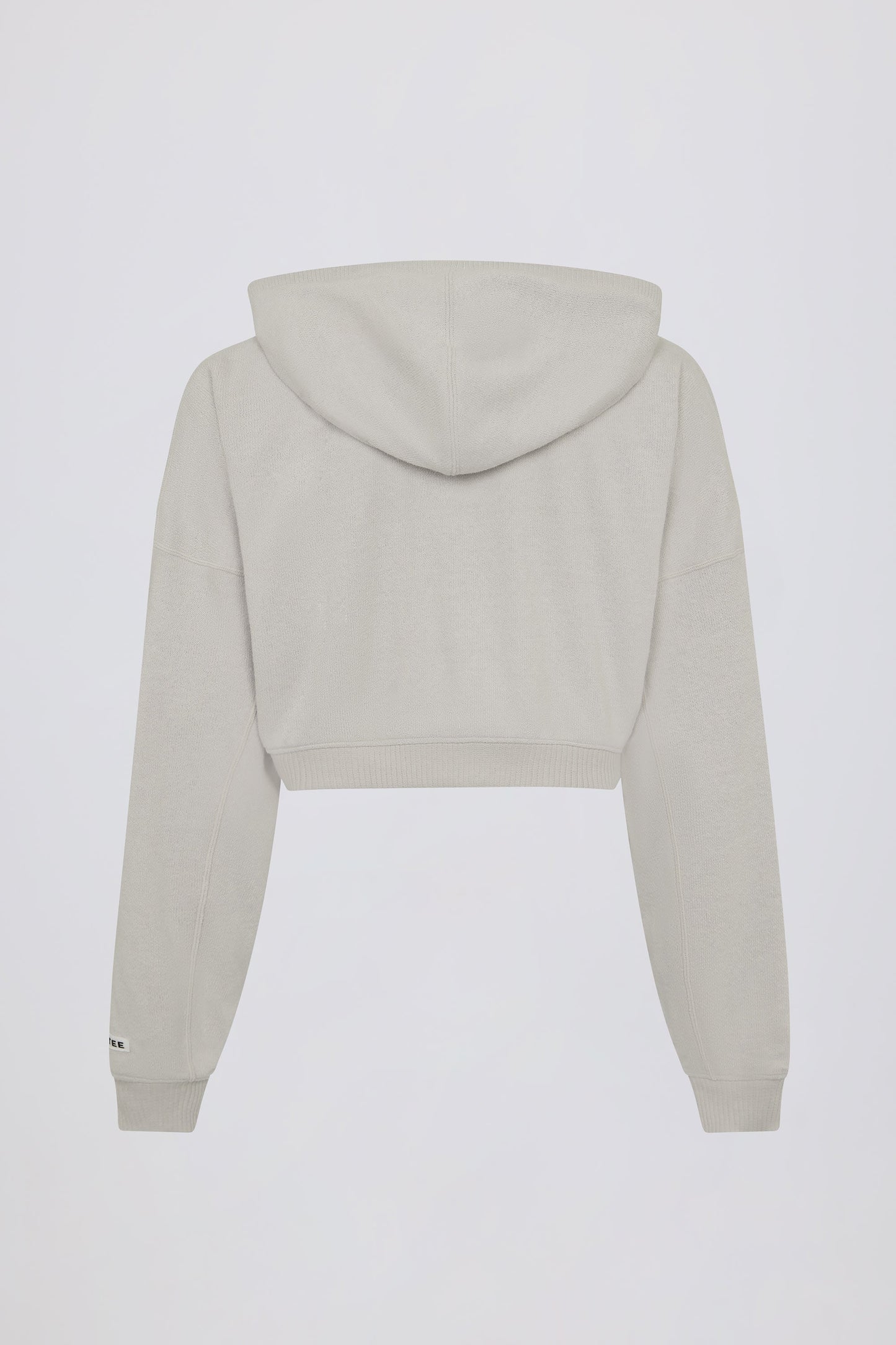 Cropped Zip-Up Hoodie in Light Grey