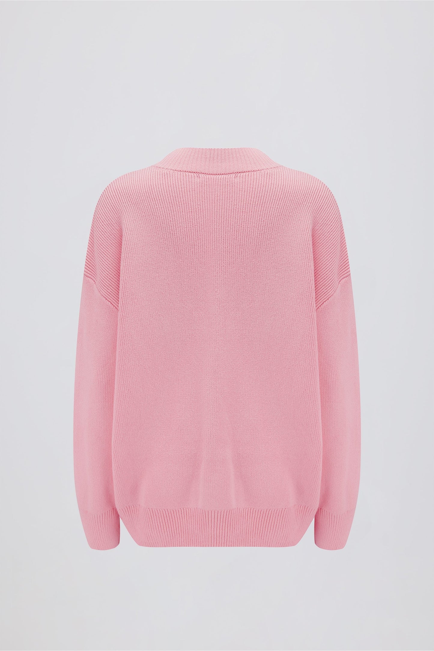 Ribbed-Knit Oversized Jumper in Pale Pink