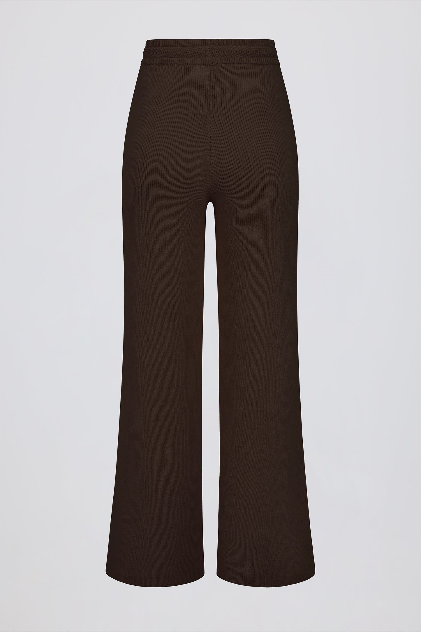 Ribbed-Knit Wide-Leg Joggers in Pecan