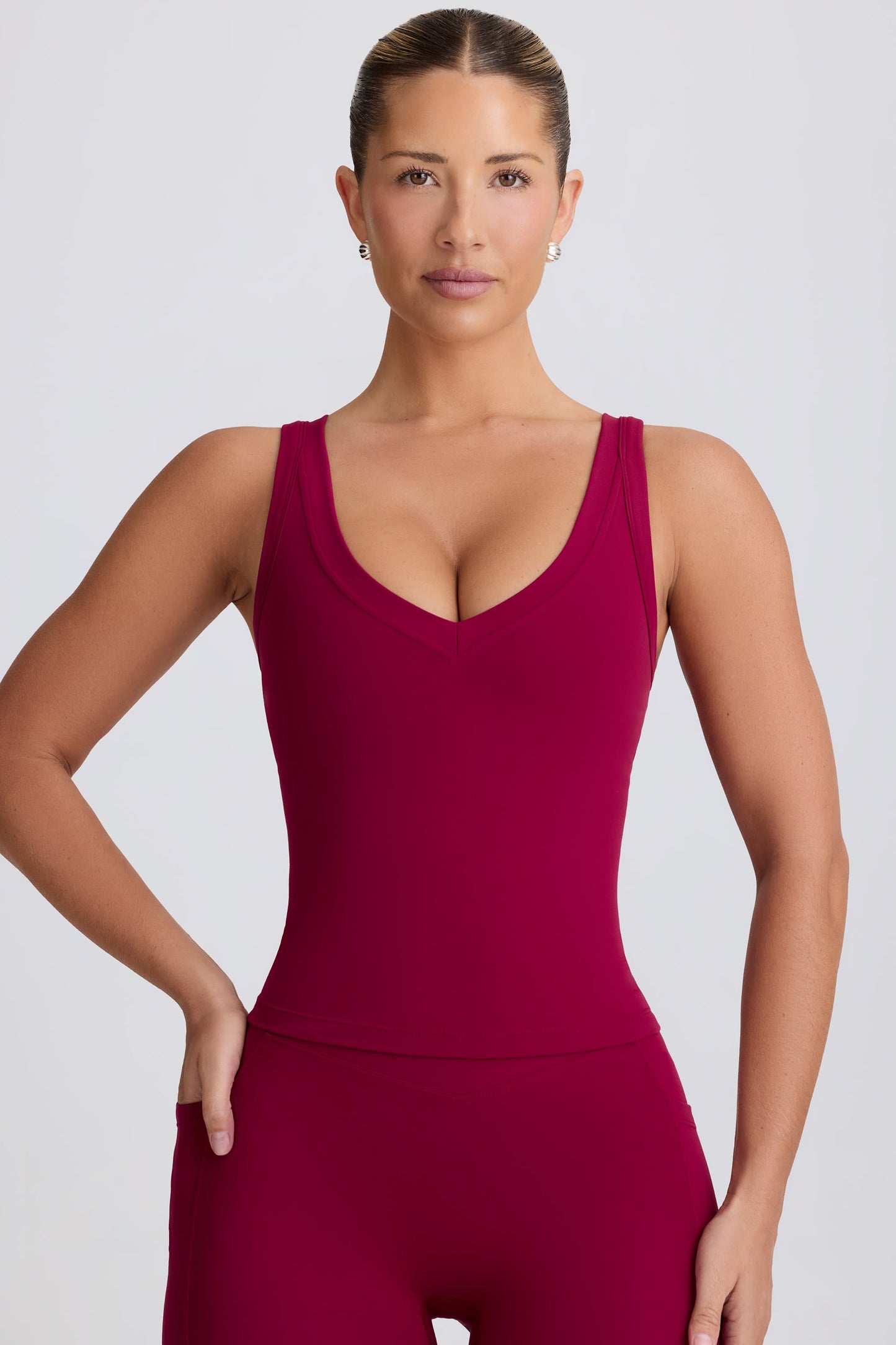 Soft Active V-Neck Tank Top in Burgundy