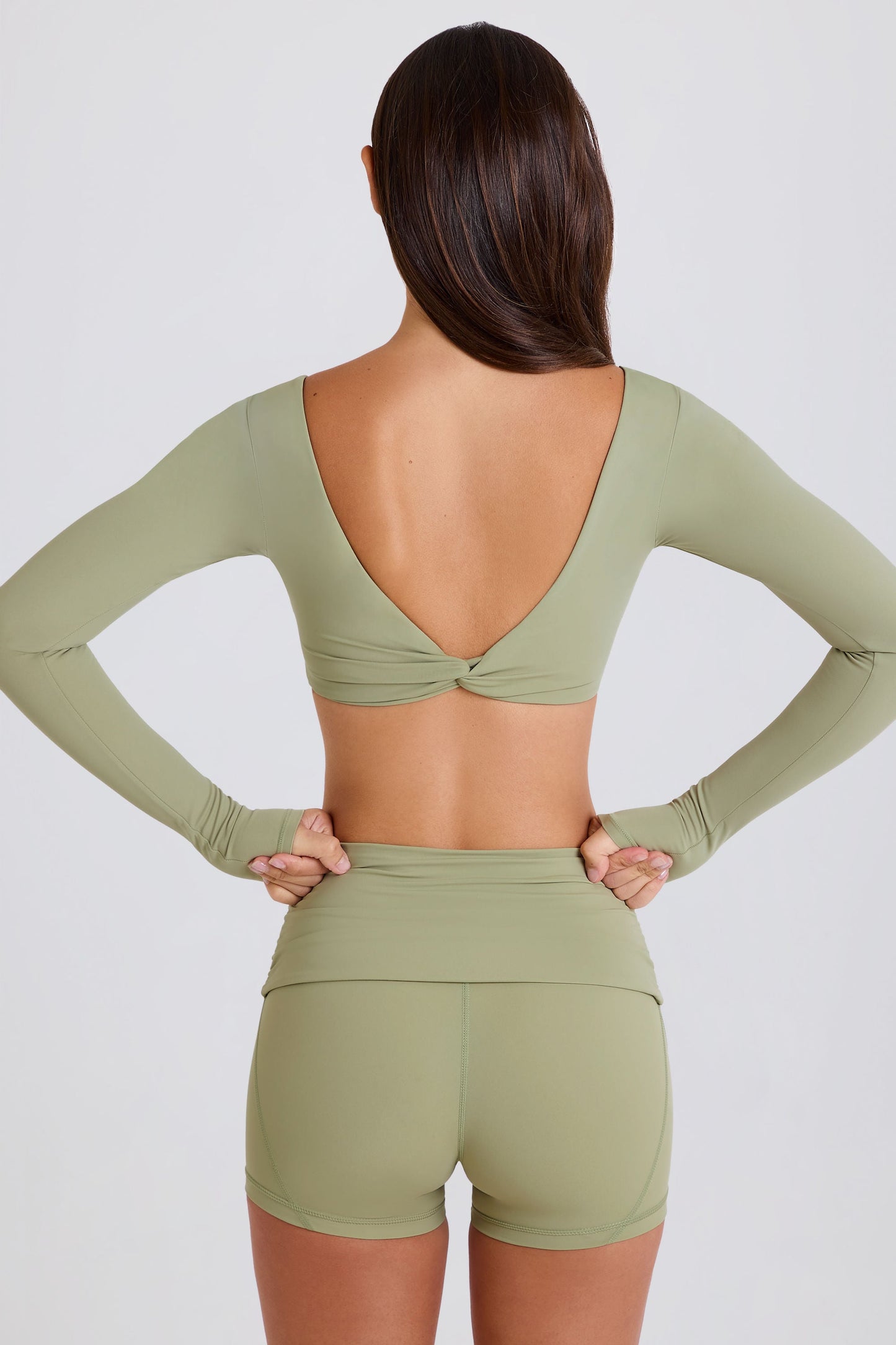 Multiway Long-Sleeve Crop Top in Matcha