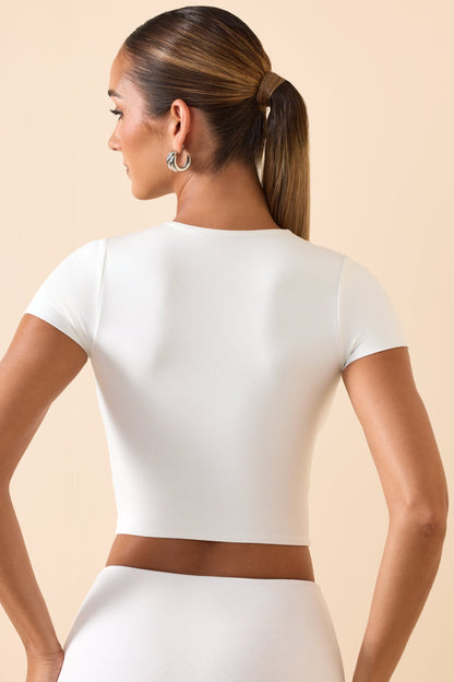 Cap Sleeve Crop Top in White
