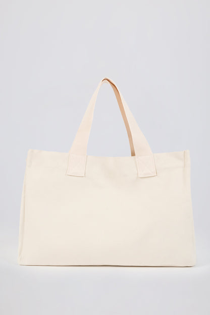 Oversized Canvas Tote Bag in Egg Shell