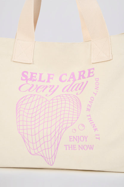 Oversized Canvas Tote Bag in Egg Shell