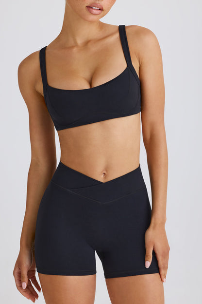 Soft Active Crossover Mini Shorts in Black