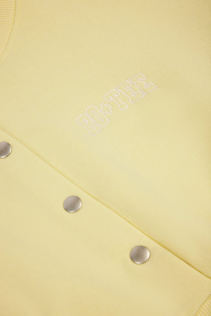 Button-Up Cropped Cardigan in Soft Yellow