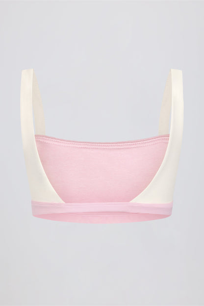 Contrast Sports Bra in Pale Pink Marl