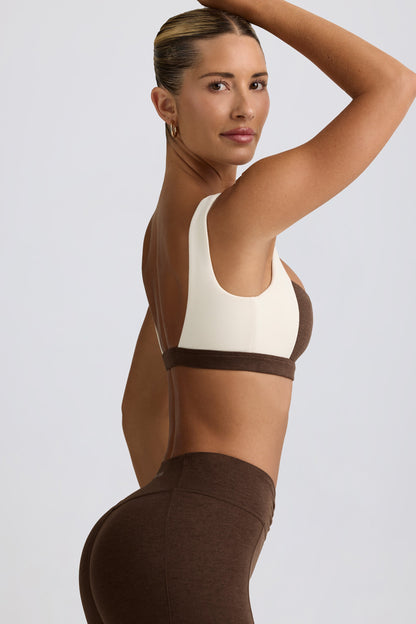 Contrast Sports Bra in Pecan Marl