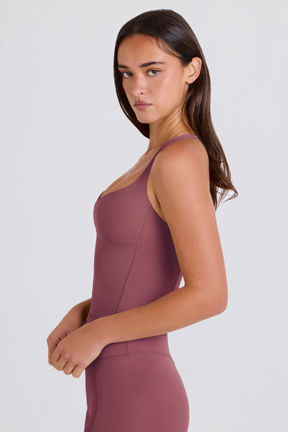 Cross-Back Longline Tank Top in Acai
