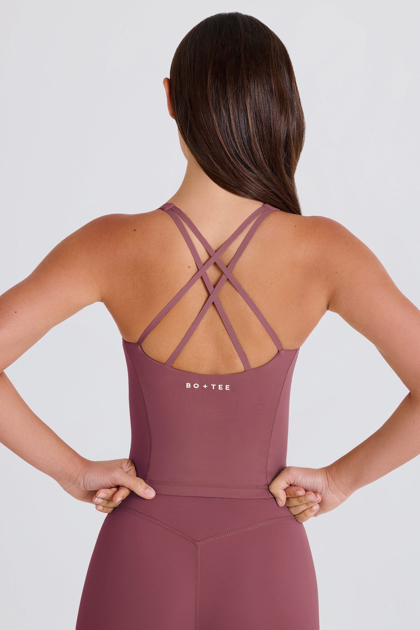 Cross-Back Longline Tank Top in Acai