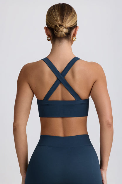 Super Sculpt Seamless Cross-Back Sports Bra in Blue