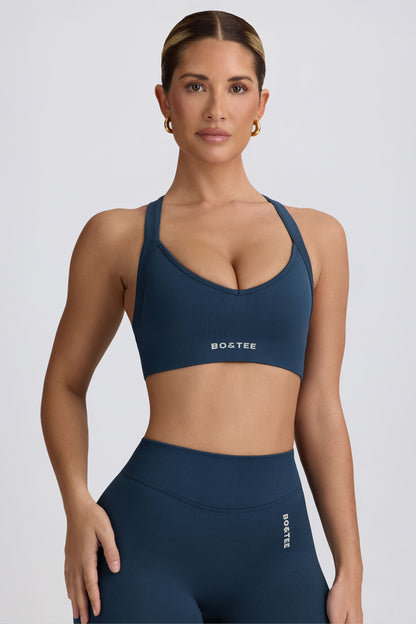 Super Sculpt Seamless Cross-Back Sports Bra in Blue