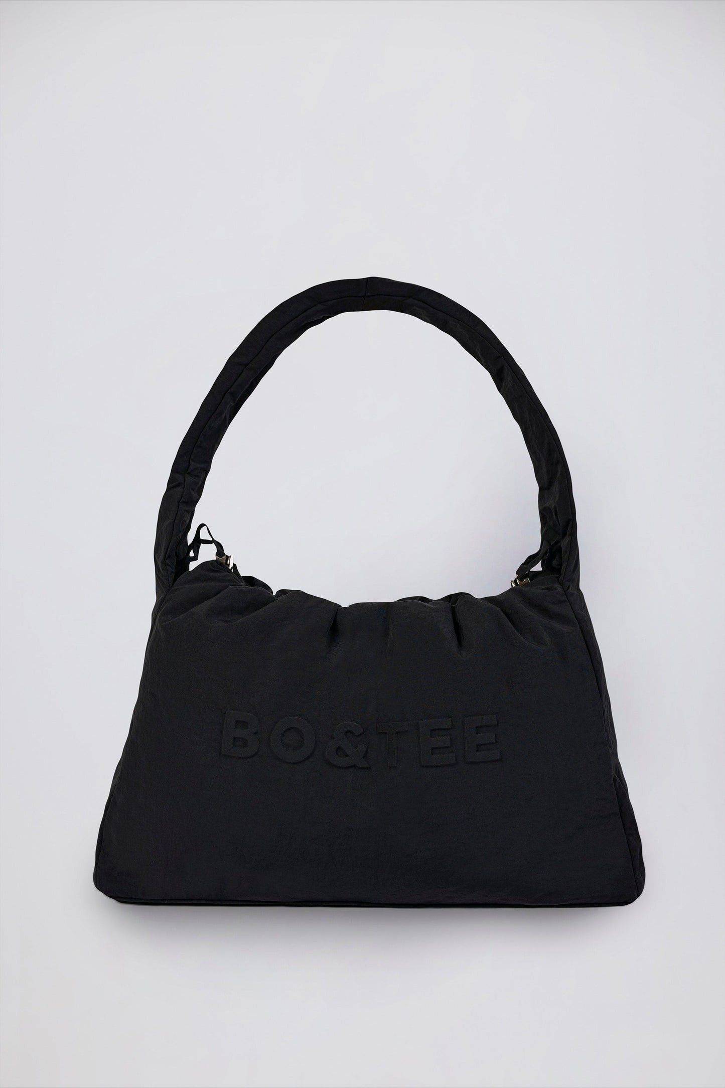 Drawstring Puffer Tote Bag in Black