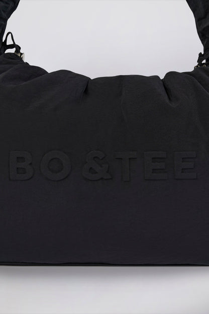 Drawstring Puffer Tote Bag in Black
