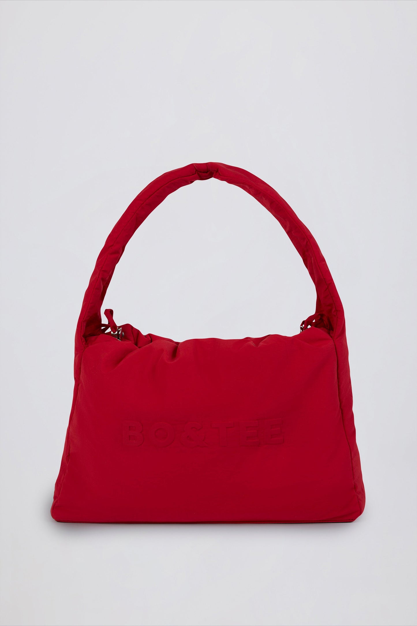 Drawstring Puffer Tote Bag in Cherry Red