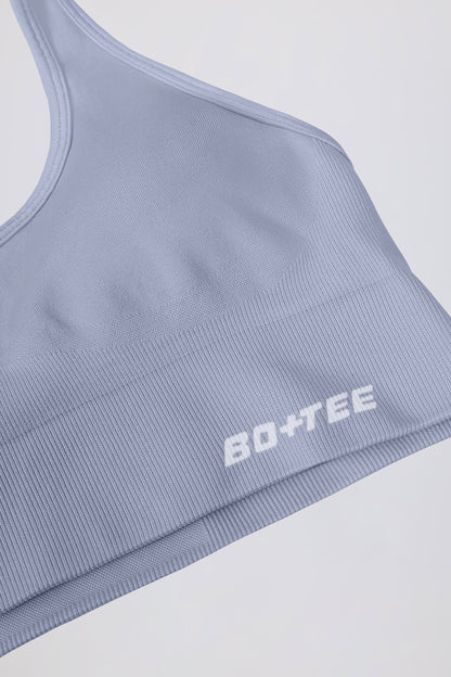 Define Luxe Halterneck Sports Bra in Blue Grey
