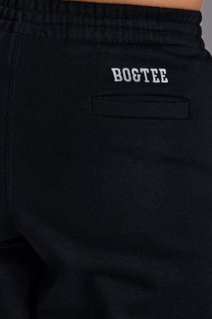 Soft Cotton Jersey Relaxed Mid-Rise Joggers in Black