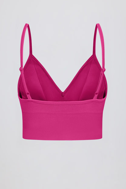 Define Luxe V-Neck Sports Bra in Berry