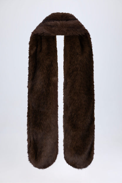 Faux Fur Stole in Brown