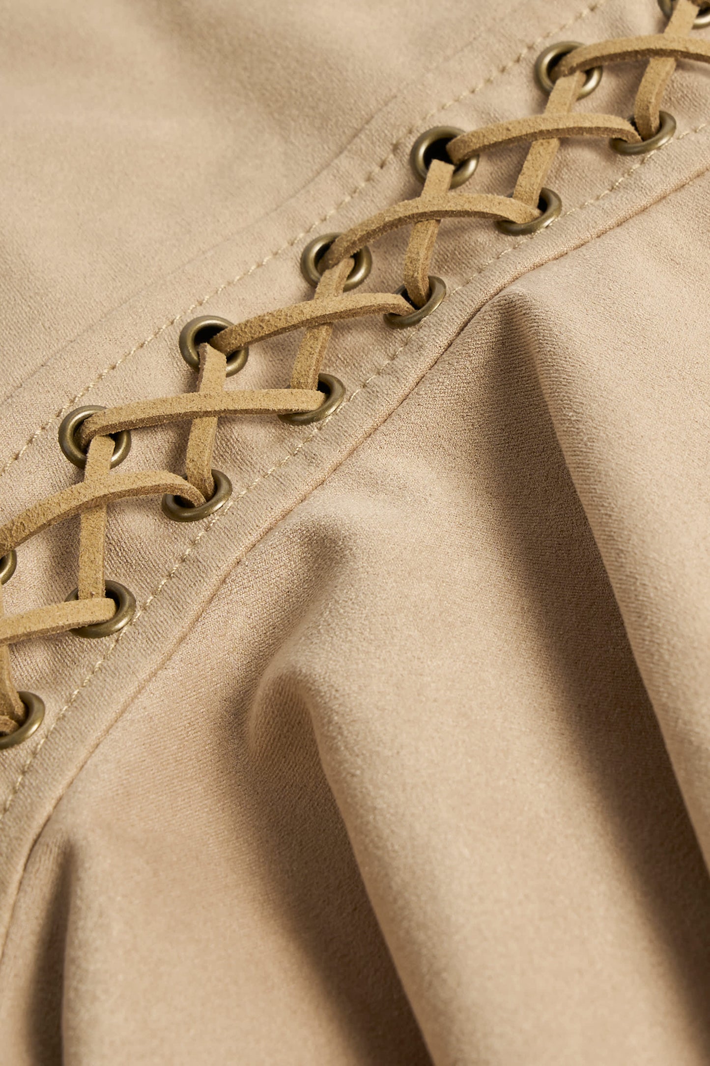 Lace-Up Tiered Corset Mini Dress in Tan