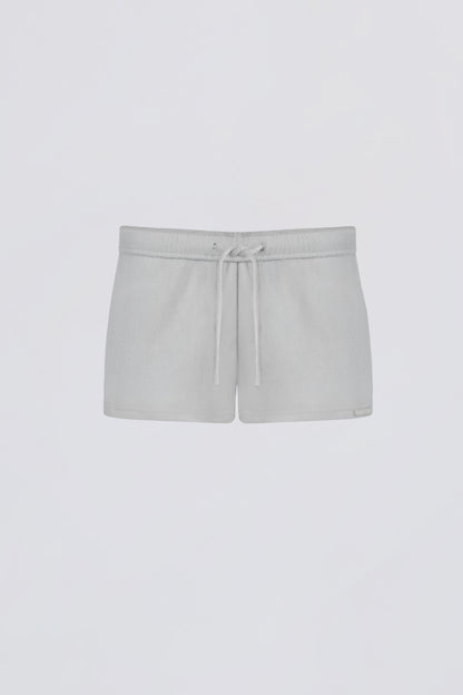 Brushed Jersey Elasticated Mini Shorts in Fog Grey