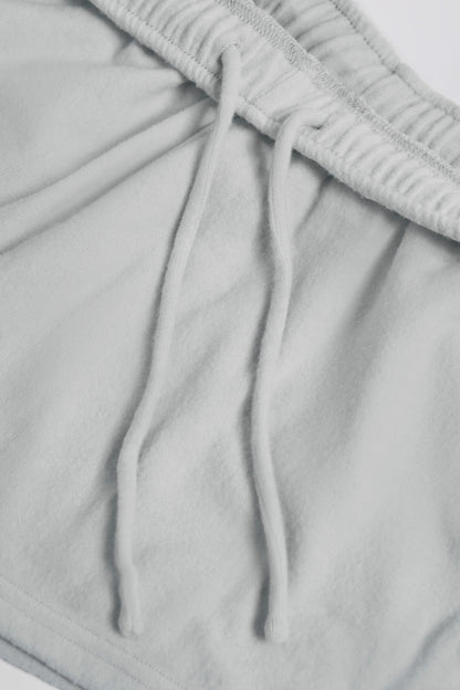 Brushed Jersey Elasticated Mini Shorts in Fog Grey