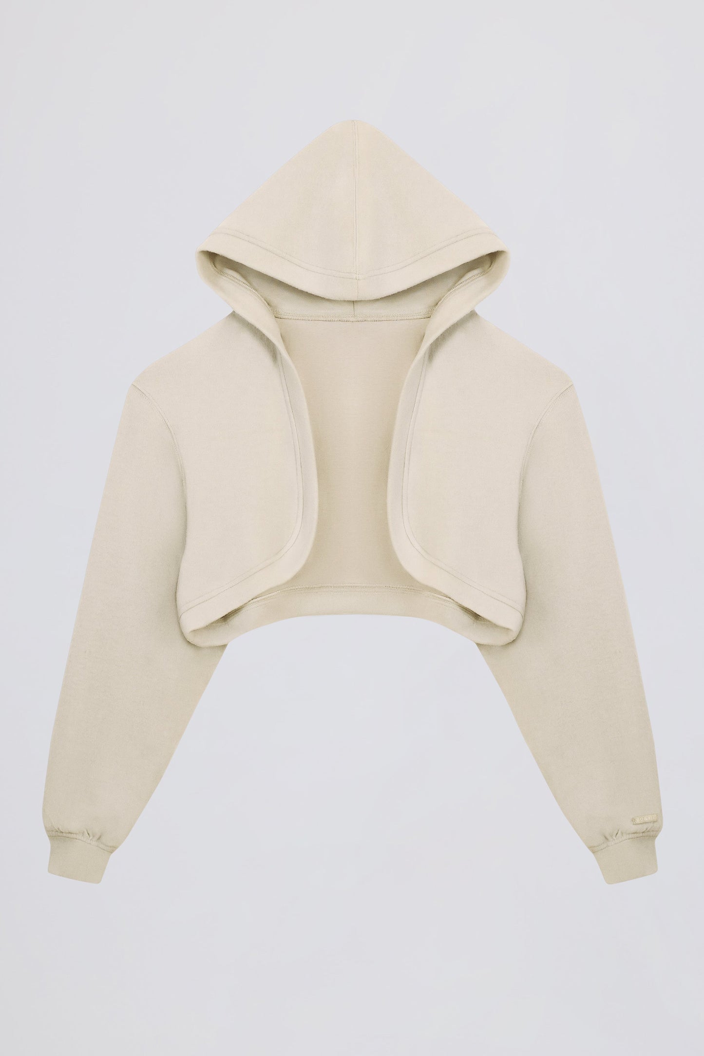 Brushed Jersey Hooded Cropped Shrug in Ecru