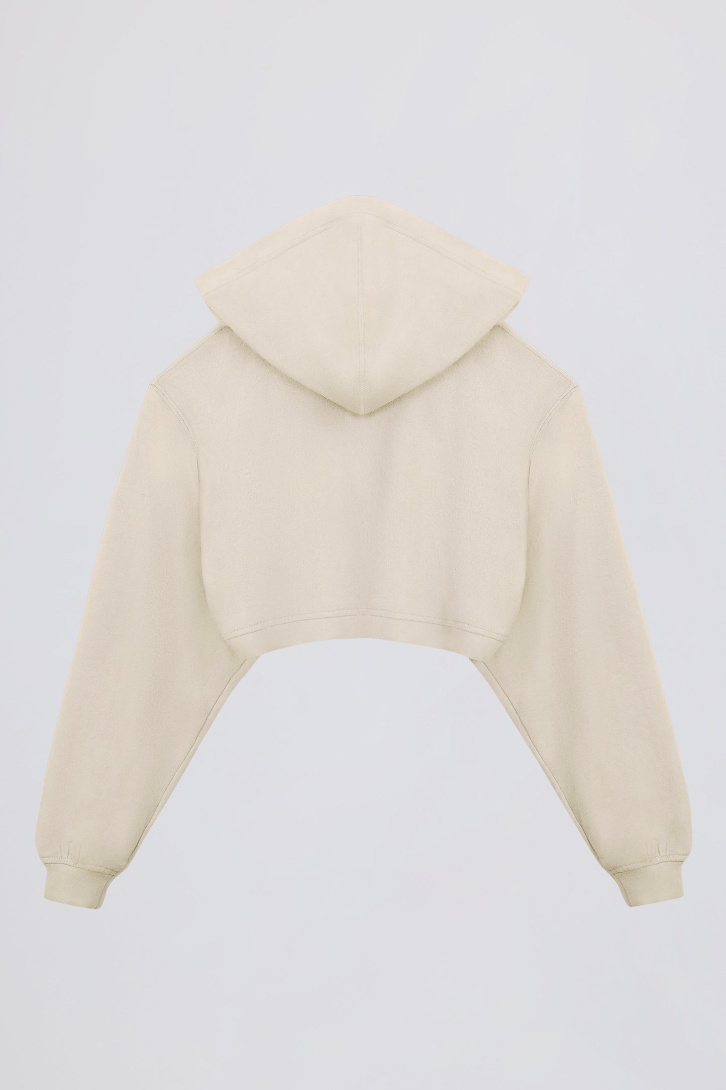 Brushed Jersey Hooded Cropped Shrug in Ecru