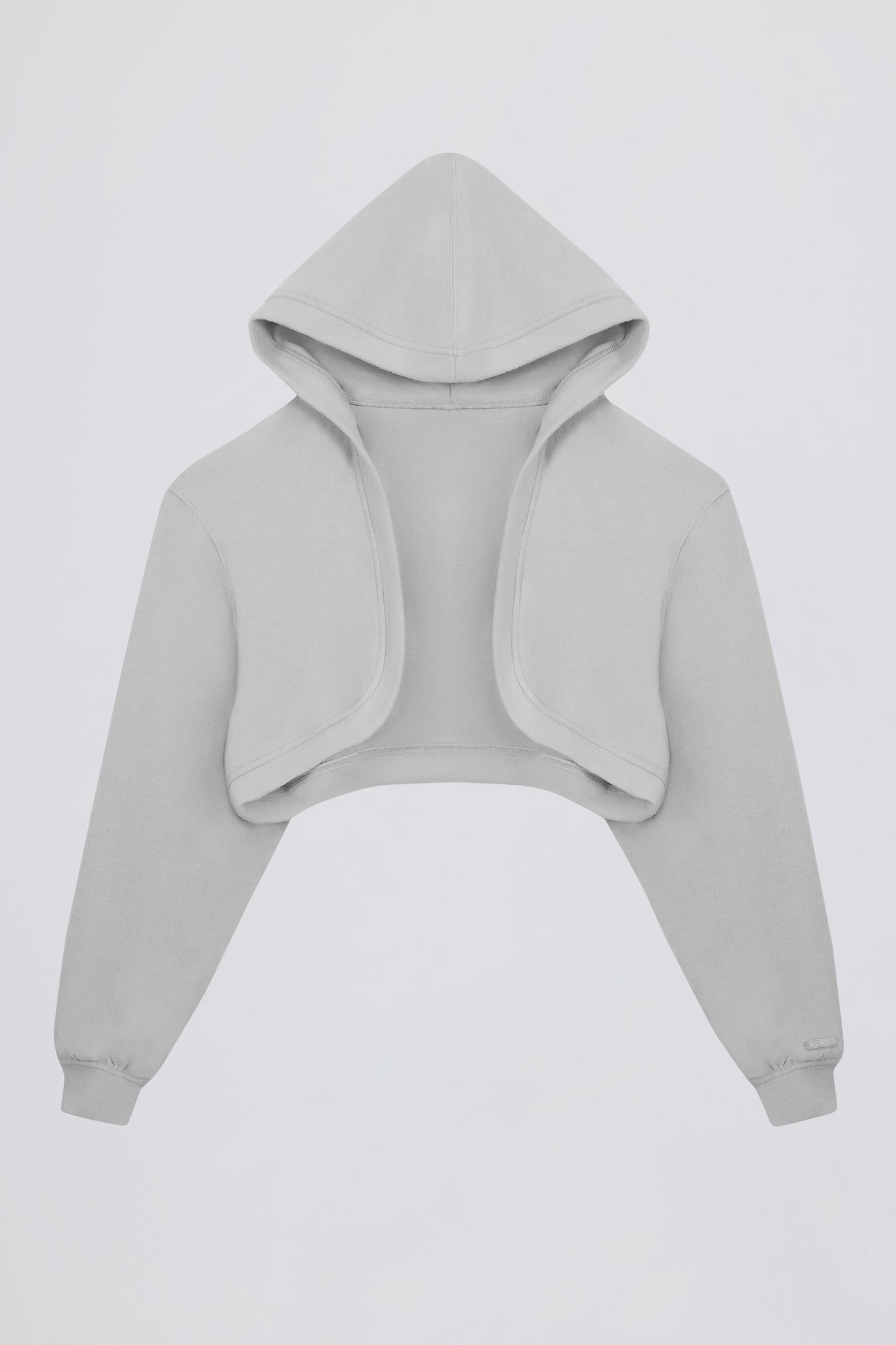 Brushed Jersey Hooded Cropped Shrug in Fog Grey