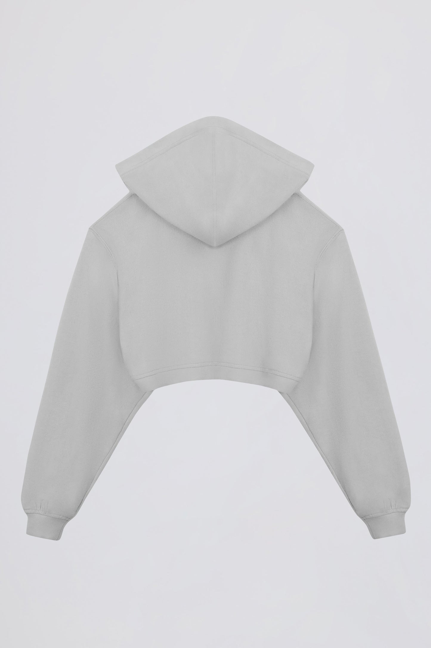 Brushed Jersey Hooded Cropped Shrug in Fog Grey