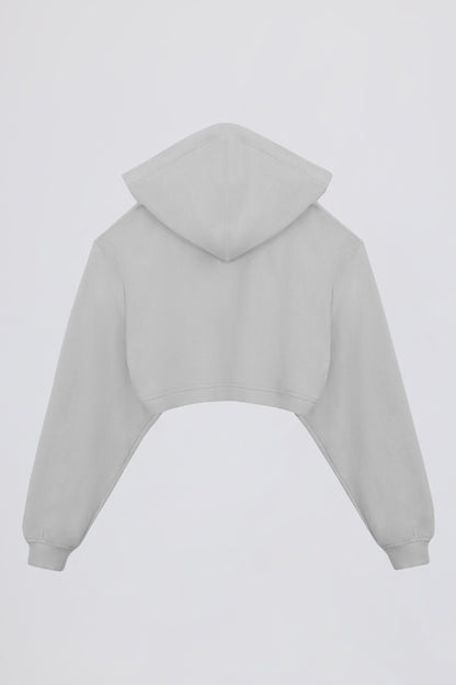 Brushed Jersey Hooded Cropped Shrug in Fog Grey