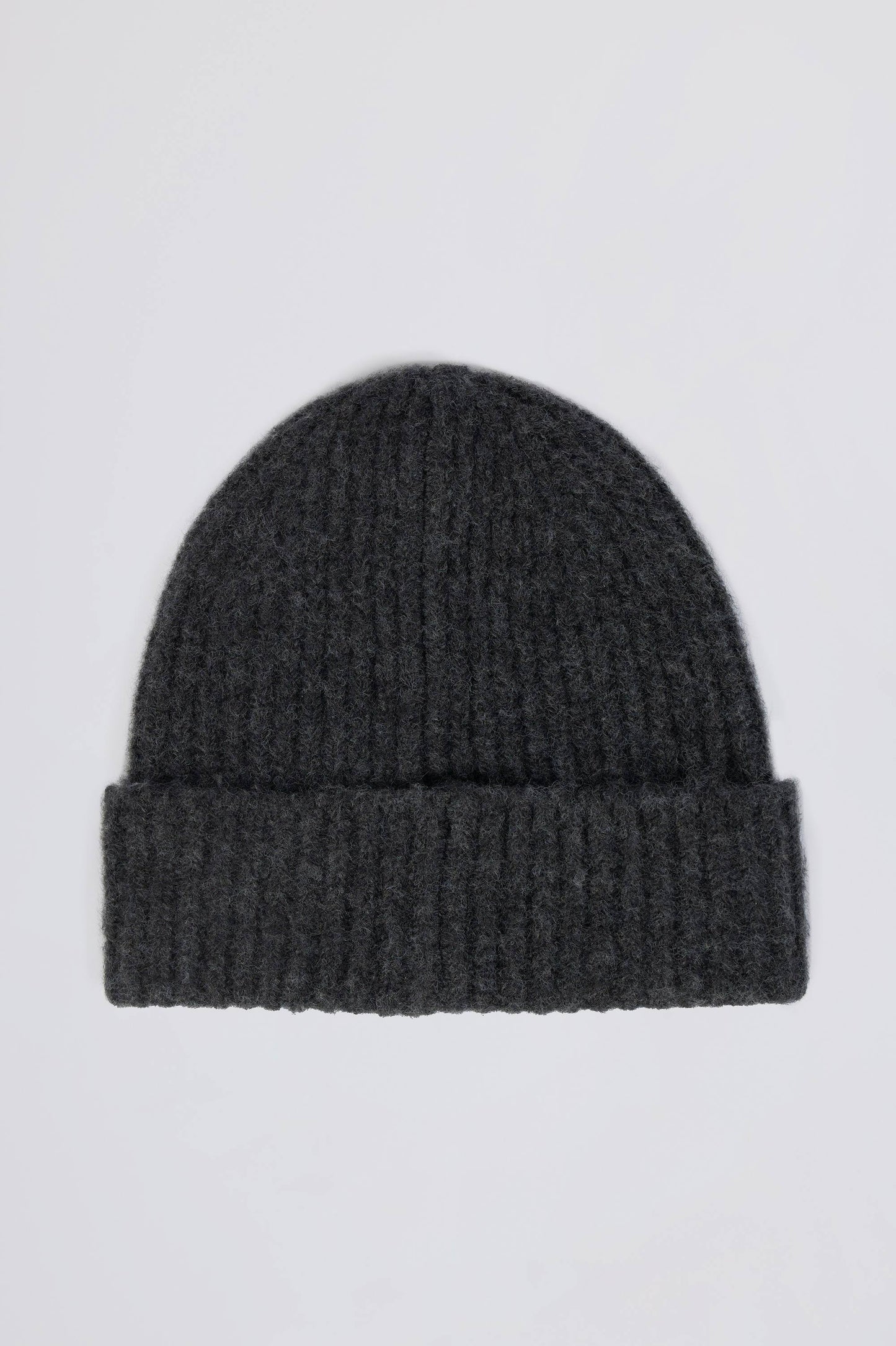 Knit Beanie Hat in Charcoal Marl
