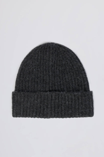 Knit Beanie Hat in Charcoal Marl