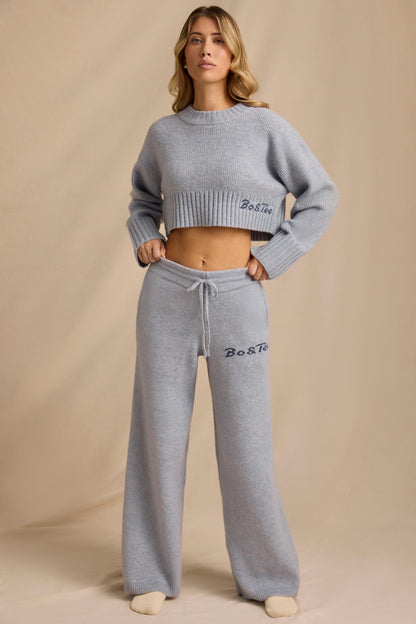 Mid-Rise Wide-Leg Joggers in Soft Blue