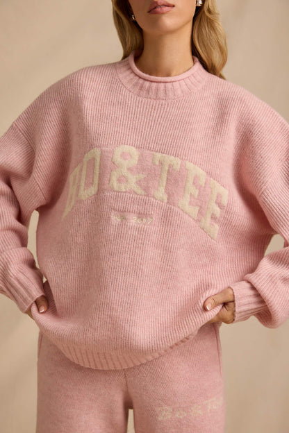 Oversized Knit Jumper in Blush Pink