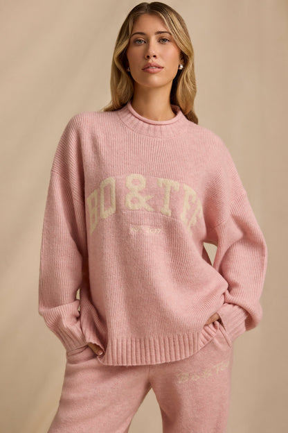 Oversized Knit Jumper in Blush Pink