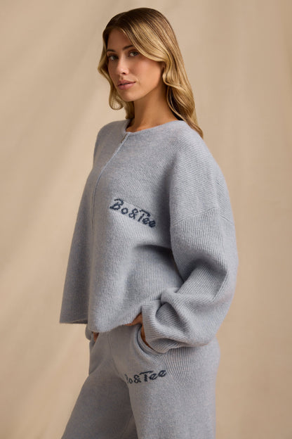 Oversized Zip-Up Cardigan in Soft Blue