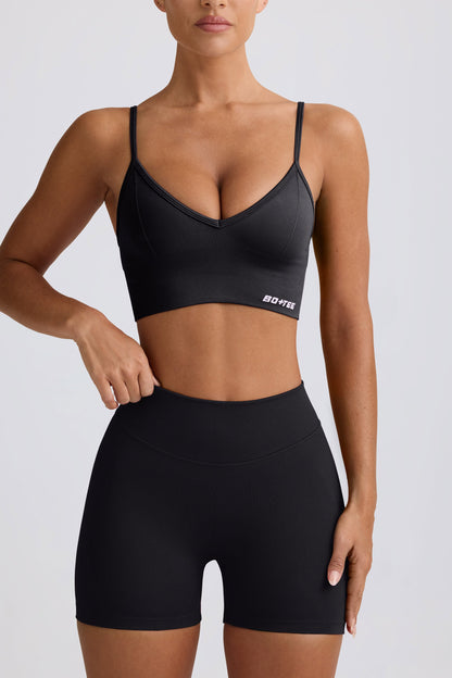 Define Luxe V-Neck Sports Bra in Black