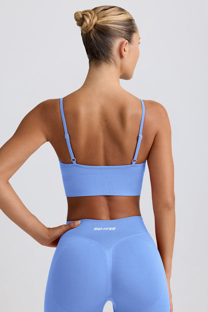 Define Luxe V-Neck Sports Bra in Light Blue