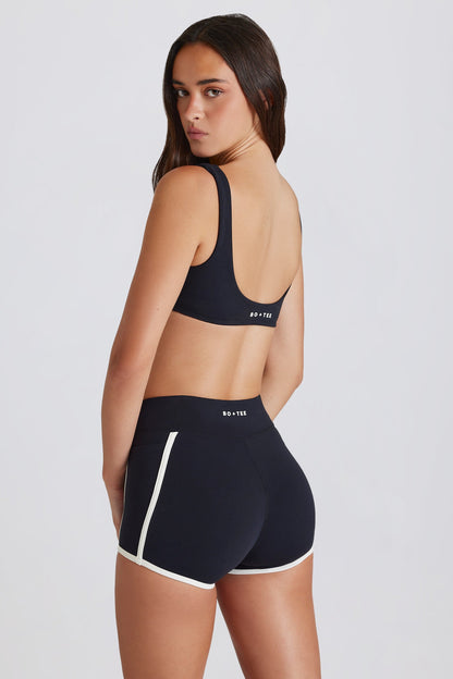 Soft Active Contrast Mini Shorts in Black