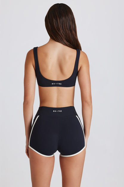Soft Active Contrast Mini Shorts in Black