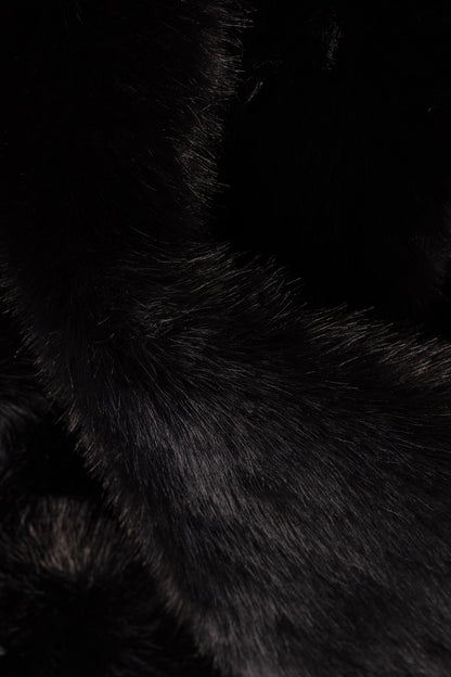 Faux Fur Tie-up Sleeves in Black