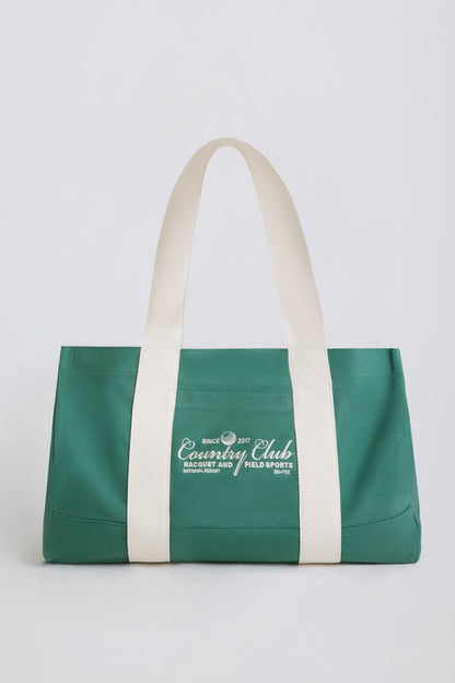 Oversized Canvas Tote Bag in Green