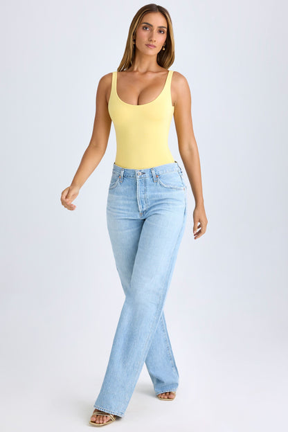 Scoop Neck Bodysuit in Lemon Sherbet