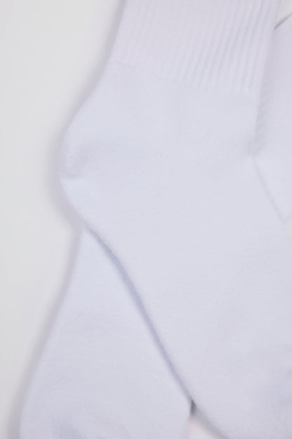 Ribbed Half-Crew Socks in White