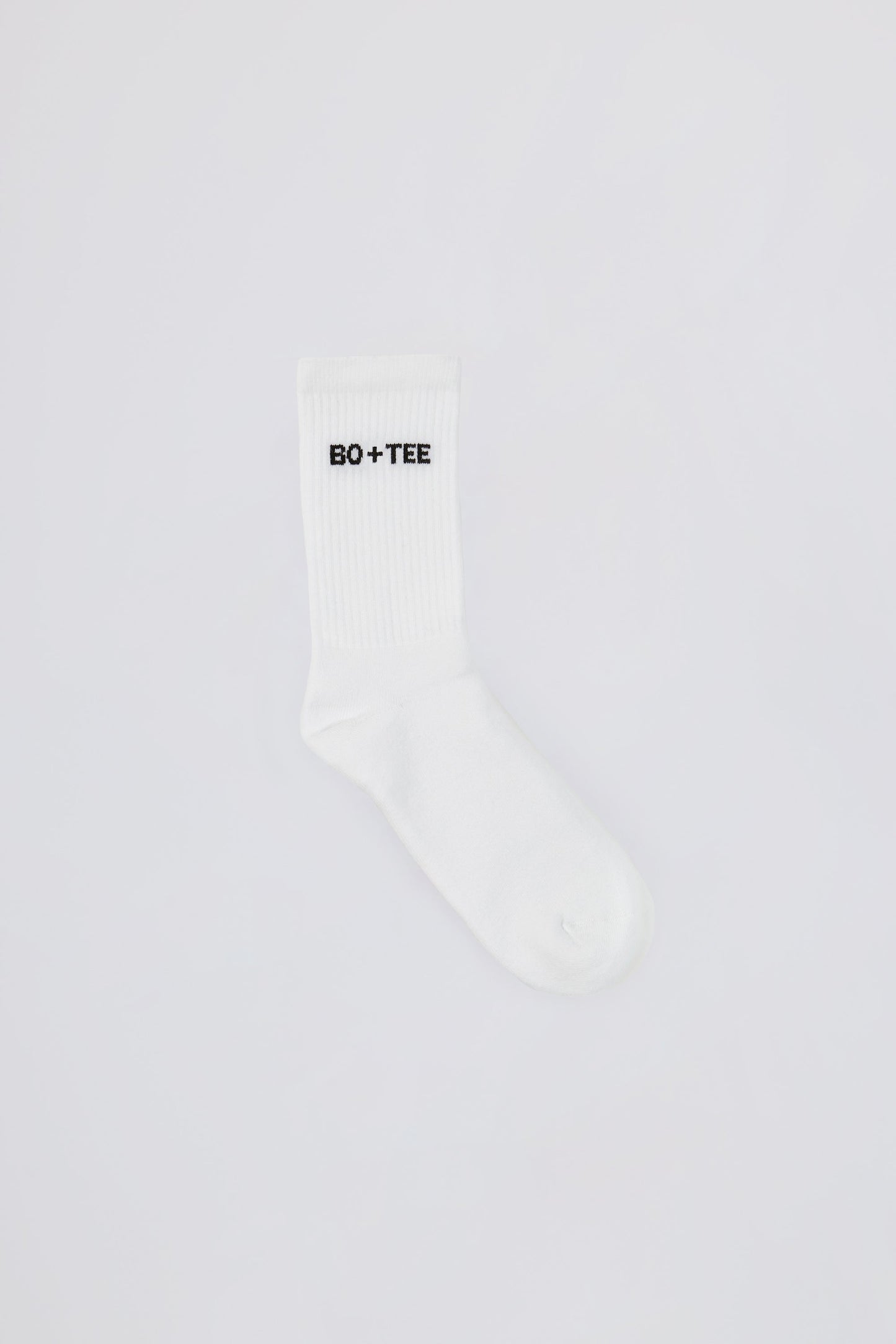 Ribbed Half-Crew Socks in White