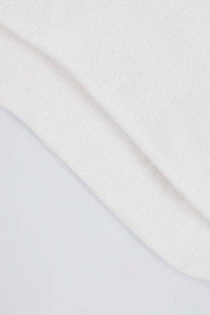 Ribbed Half-Crew Socks in White